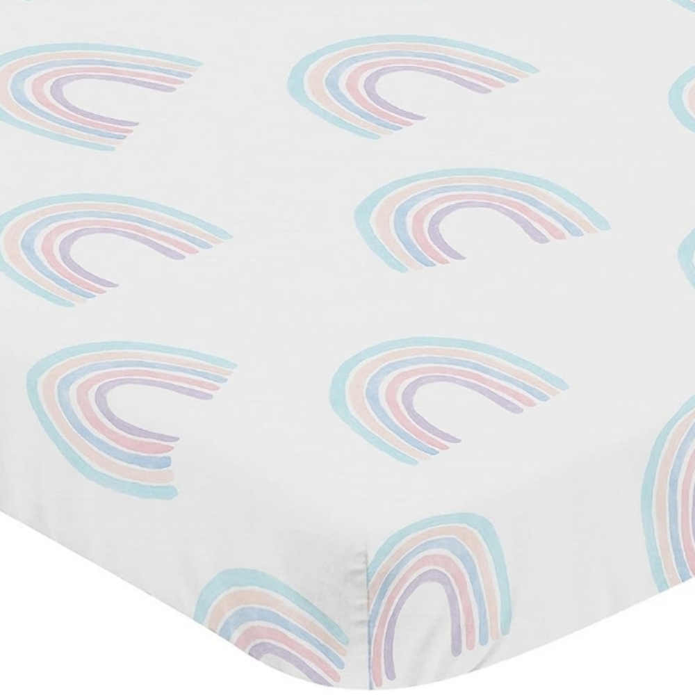 Sweet Jojo Designs Pastel Rainbow Girl Fitted Mini Crib Sheet Baby Nursery